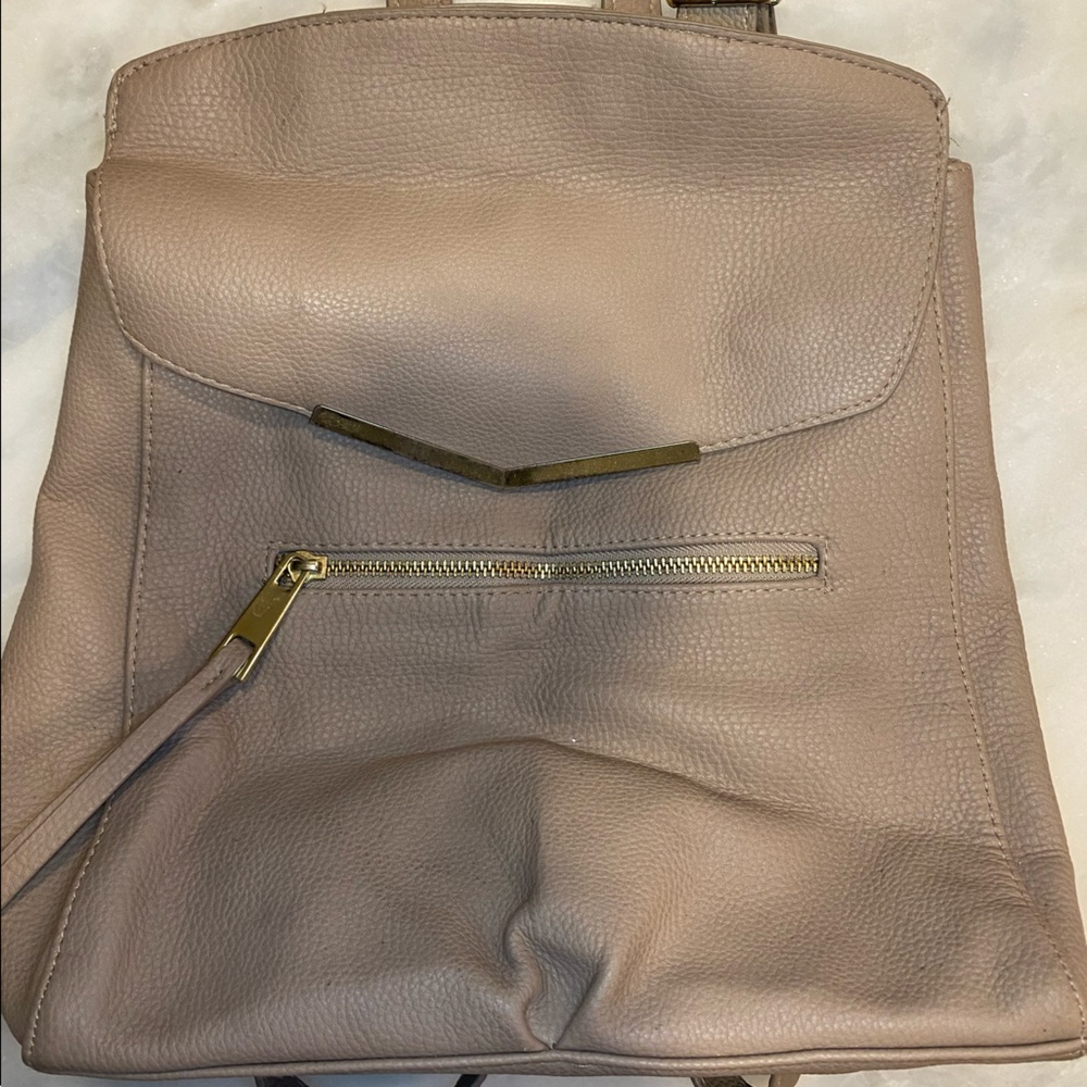 Taupe vegan leather backpack!